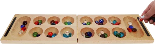 Vista 5 de WE Games Juego de mesa plegable de madera maciza Mancala - 18 pulgadas, juegos divertidos para la noche de juegos familiares, juegos familiares