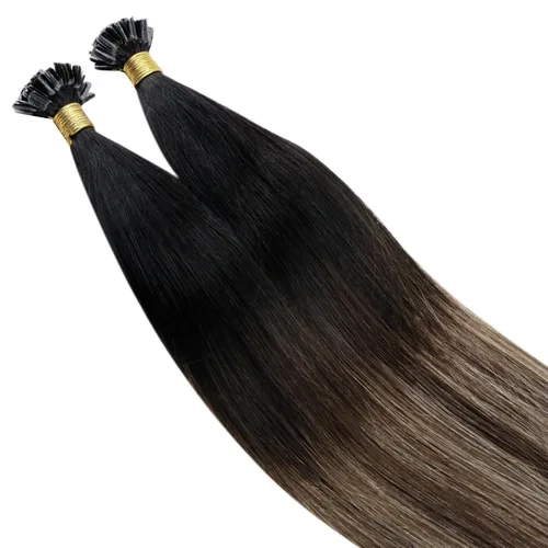 Vista 7 de RUNATURE K Tip - Extensiones de cabello humano real, ombré, pelo corto