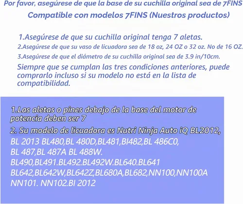 Vista 4 de 1 paquete de conjunto de cuchillas extractoras de 7 aletas para licuadora Ninja, cuchilla para licuadora Ninja, piezas de repuesto compatibles