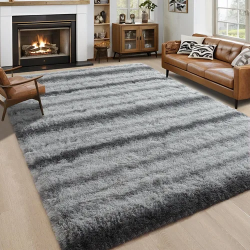 Vista 82 de Noahas Alfombras de Área Grandes y Esponjosas de 5x8 pies para Sala de Estar y Dormitorio, Alfombra Gruesa de Pelo Largo Beige y Blanca, Alfombra