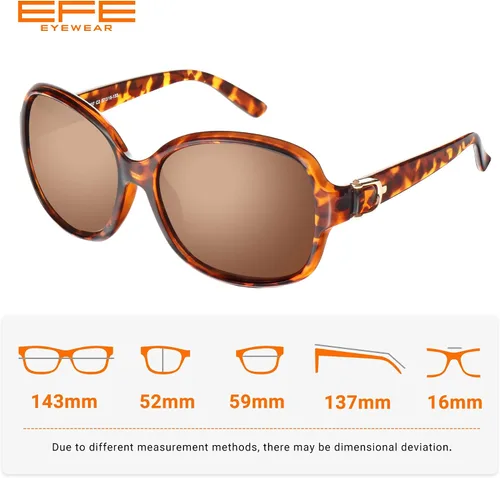 Vista 5 de EFE Gafas de sol polarizadas clásicas de gran tamaño para mujer, marco compuesto TR90, protección UV 400, gafas retro de moda