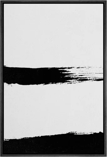 Vista 4 de SIGNWIN - Lienzo enmarcado para pared, patrón de anillo circular en negro, gris y blanco, formas abstractas, ilustraciones, arte moderno