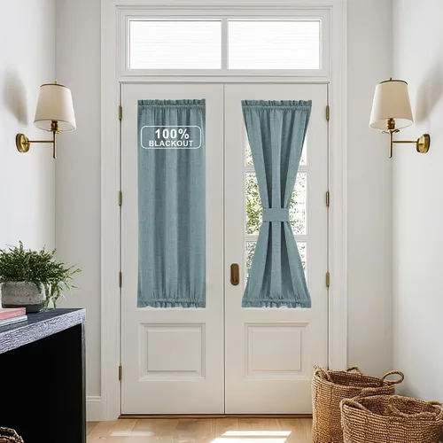 Vista 158 de NICETOWN Cortinas de Lino para Puerta Lateral - Cortinas Opacas con Aislamiento Térmico para Puerta Delantera Francesa para Sombra Pequeña