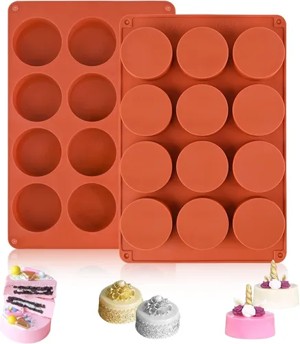 Vista 33 de Sakolla 3 piezas de moldes redondos de silicona para galletas de chocolate, moldes cilíndricos de 12 cavidades para Oreos cubiertas de chocolate