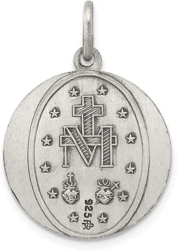 Vista 4 de Colgante de plata de ley 925 con diseño vintage de Virgen María antigua y reza por nosotros medalla milagrosa medalla de maría 0945in x 0709in Metal