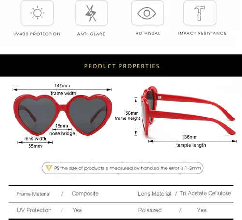Vista 6 de Gleyemor Gafas de sol polarizadas en forma de corazón para mujer, gafas de moda, accesorios de moda