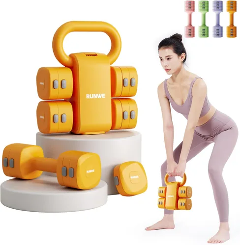Vista 14 de Lightweight Adjustable Dumbbell Kettlebell Set - 4 in 1 Free Weight Set with Kettlebell Grip Converter, Each 2.2 3.3 4.4 5.5lb Quick Change