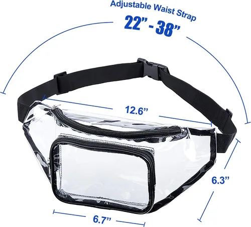 Vista 2 de Riñonera transparente paquete de cintura aprobado por el estadio para festivales juegos viajes y conciertos Transparente talla única