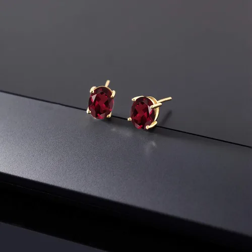 Vista 225 de Gem Stone King Aretes de oro de 14 quilates con piedra natal ovalada de 0.315 x 0.236 in Aretes de oro para mujer