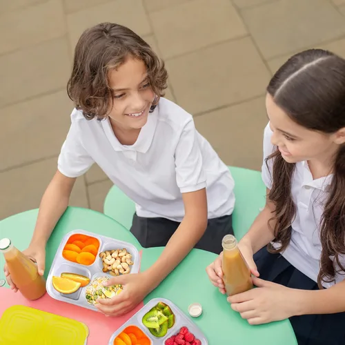 Vista 7 de Ruisita Caja Bento de 10 piezas con 4 compartimentos, reutilizable, contenedor de almacenamiento de alimentos divididos con tapas, control