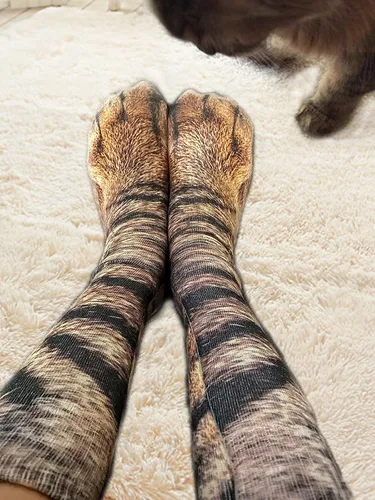 Vista 4 de 2 pares de calcetines divertidos, regalos para adultos, adolescentes, niños y niñas, calcetines de patas de animales novedosos