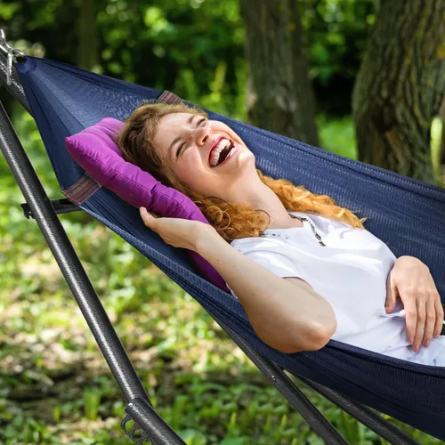 Vista 2 de Tranquillo Hamaca doble universal con soporte incluido para 2 personas/soporte plegable para hamaca de 600 libras de capacidad, estuche portátil 1.