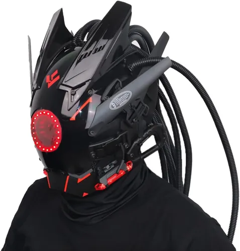 Vista 3 de Casco gótico punk para hombre, máscara futurista de motocicleta, máscara de cosplay, Halloween, fiesta, accesorios de música