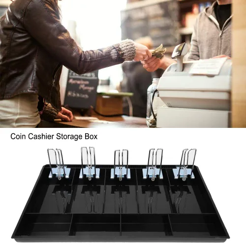 Vista 5 de Cajón de caja registradora, bandeja de inserción de cajón de efectivo de 16 pulgadas, con bandeja de inserción de 4, 5 cajones de billetes