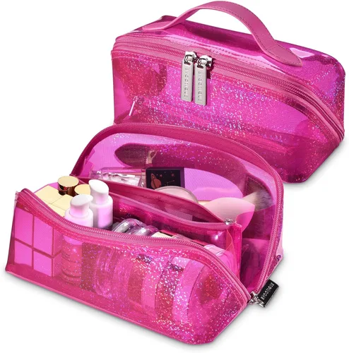 Vista 2 de BYOOTIQUE AW 420D - Neceser de viaje de nailon transparente, portátil, ligero, transparente, organizador de almacenamiento de cosméticos, piscina