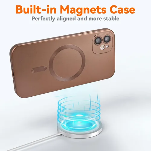 Vista 3 de Funda magnética para iPhone 11, suave y delgada, antihuellas, con protección de cámara, compatible con MagSafe, titanio desierto