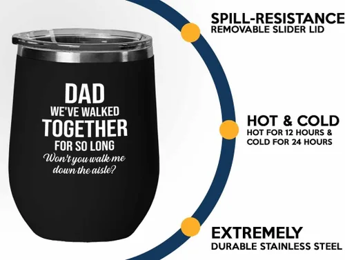 Vista 3 de Bride Proposal Black Edition Vaso de vino de 12 onzas – Caminados juntos por tanto tiempo – Propuesta de regalo para papá, padrastro, abuelo, padre