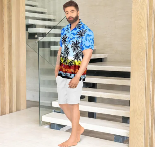 Vista 3 de LA LEELA Men's Hawaiian Shirt Button Down Short Sleeve Caribbean Skull Pirate Shirts for Men