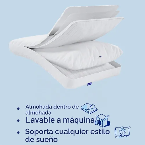 Vista 3 de Casper Sleep Original - Almohada refrescante tamaño estándar, sensación suave media, relleno alternativo al plumón, soporta dormir de lado, espalda