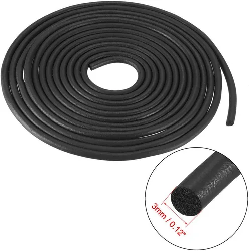 Vista 3 de uxcell Tira de sellado de goma de espuma Burlete 3mm de diámetro 3 metros de largo Negro