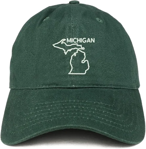 Vista 5 de Trendy Apparel Shop Michigan Text State Outline State - Sombrero de algodón bordado para papá