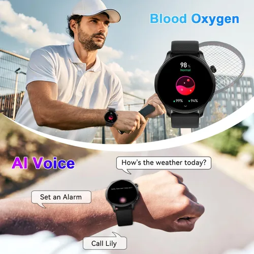 Vista 9 de Reloj inteligente para hombres y mujeres Fitness: impermeable, responder, hacer llamada, digital, relojes para hombres, correr, seguimiento