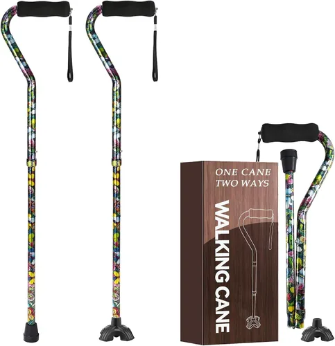 Vista 12 de Bastones florales para mujer, bastón plegable para estabilidad con base antideslizante, bastón ajustable para personas mayores, bastones plegables