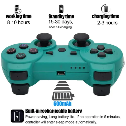 Vista 34 de Ceozon PS3 Controller Wireless 2 Pack Gamepad Compatible for PS3 Remote Joystick with Charging Cables Black and Black