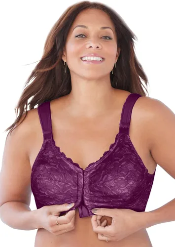 Vista 4 de Comfort Choice Brasier de postura sin aros con cierre frontal para mujer, talla grande, cierre frontal, correas anchas ajustables