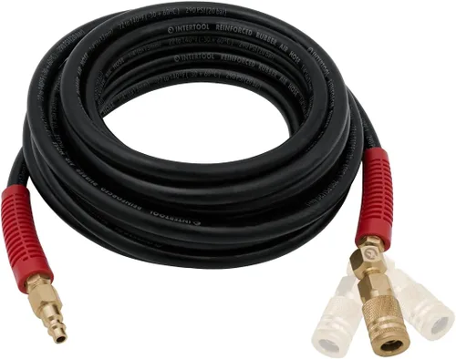 Vista 17 de INTERTOOL Manguera de compresor de aire 1/4-pulgada x 25 pies, ligera con acoplador rápido resistente y enchufe de servicio pesado - Resistente a