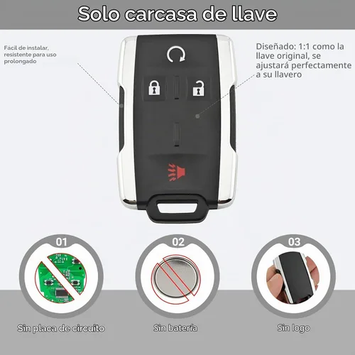 Vista 2 de Horande Funda de repuesto para llavero de entrada sin llave para Chevy Silverado Colorado GMC Canyon SLT 2015-2018