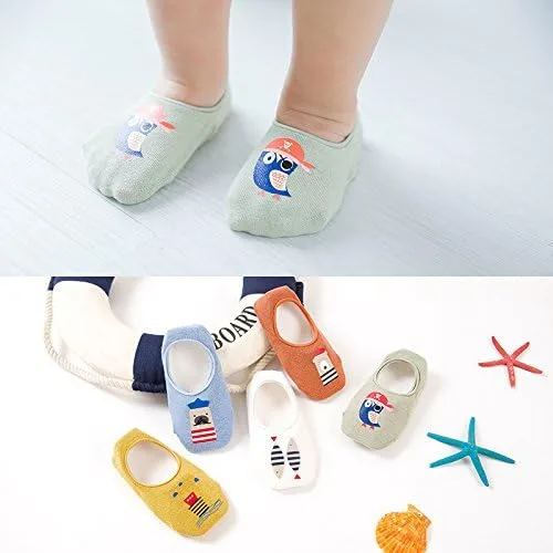 Vista 6 de JUNOAI Toddler Non Skid No Show Socks - Low Cut Anti Slip Grip Slippers for Baby Kids Boys Girls 10 Pairs