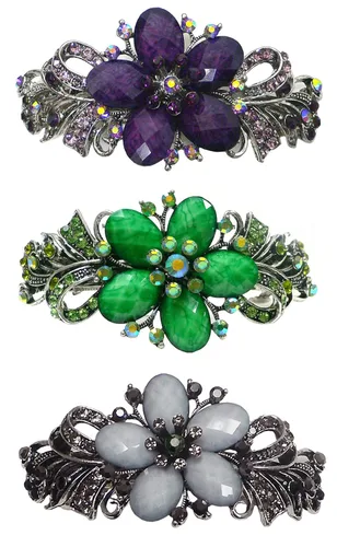 Vista 15 de Paquete de docenas de pasadores grandes jcgy con cristales brillantes, pinzas para el cabello gruesas, 1 unidad de 12 colores, 0052-D