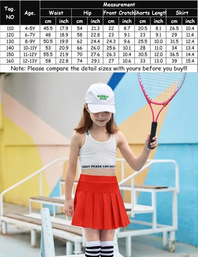 Vista 5 de Arshiner Faldas de tenis para niña con pantalones cortos, falda plisada atlética, falda pantalón de entrenamiento con bolsillos para niños de 4 a 13