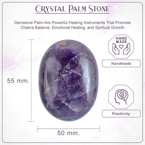 Vista 2 de BEZAVO Piedra ovalada de amatista de 55 a 2.362 in, piedra de preocupación de cristal curativo natural pulido para meditación de reiki, equilibrio