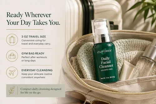Vista 5 de EARTHEN - Limpiador facial diario sin sulfato para mujeres y hombres, limpiador facial vegano suave para pieles sensibles, elimina el maquillaje