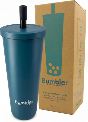 Vista 12 de Bumbler 24 onzas Gran Taza Reutilizable Portátil Ecológica Taza de Beber con Pajita de Punta Suave y Ancha, Tapa Estética a Prueba de Fugas
