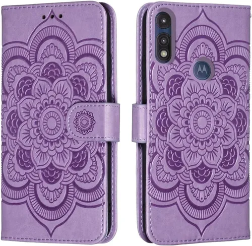 Vista 10 de Funda para Motorola Moto E (2020) con tarjetero y función atril magnético de cuero suave para Moto E 2020 (Azul)