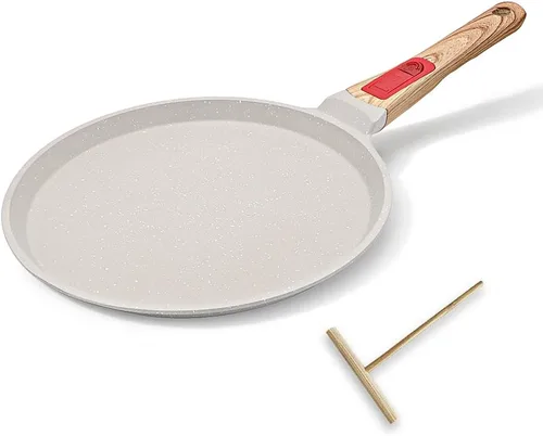 Vista 9 de RANX INGST Sartén antiadherente para crepas con mango desmontable, sartén para tortillas Dosa Tawa de aluminio fundido de 10 pulgadas, compatible