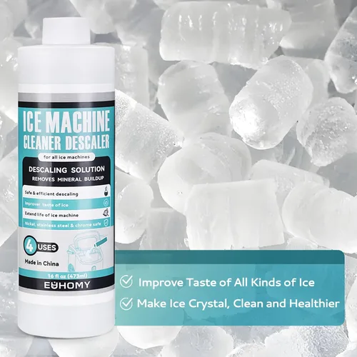 Vista 3 de EUHOMY Limpiador Descalcificador de Máquina de Hielo, 16 Fl OZ Limpiador de Máquina de Hielo (4 Usos por Botella), Solución Descalcificadora