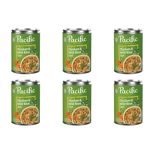 Vista 6 de Pacific Foods Sopa orgánica de pollo y arroz silvestre, lata de 16.3 oz