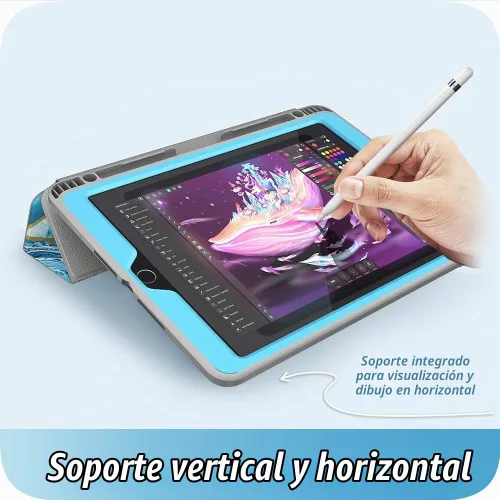Vista 2 de i-Blason Cosmo - Funda para iPad de 9ª/8ª/7ª generación, iPad 10.2 (2021/2020/2019), triple pliegue de cuerpo completo con protector de pantalla Azul