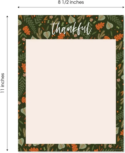 Vista 6 de Membrete festivo de Acción de Gracias, 50 hojas, papel festivo de otoño de 8.5 x 11 pulgadas, papel decorativo de hojas de otoño con membrete