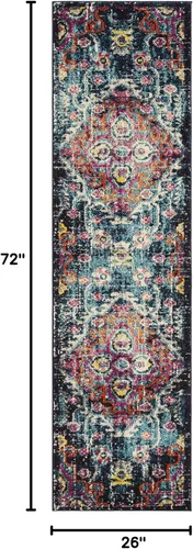 Vista 2 de SAFAVIEH Colección Monaco - Alfombra de pasillo, 2.2 x 6 pies, azul y fucsia, no desprende pelusa y de fácil cuidado, ideal para zonas de alto