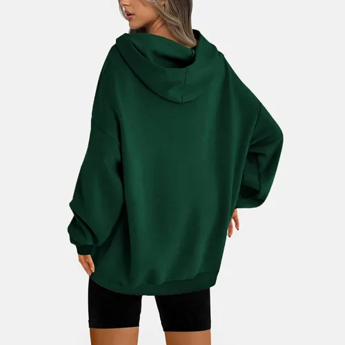 Vista 4 de Blczomt Sudadera con capucha para mujer, casual, de manga larga, a la moda, para otoño, 2023, de gran tamaño, cómoda, para vacaciones