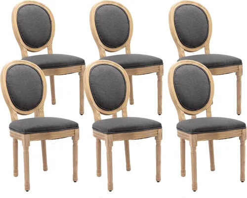 Vista 12 de LKTART Juego de 2 sillas de comedor francesas de piel sintética con botón y cabezal de clavos para sala de estar, cocina, sillas laterales ovaladas
