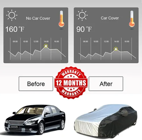 Vista 4 de Coverado Funda para Automóvil Impermeable para Todo Tipo de Clima, Fundas Exteriores Completas Ligeras 210D, Protección contra Nieve, Viento, Sol