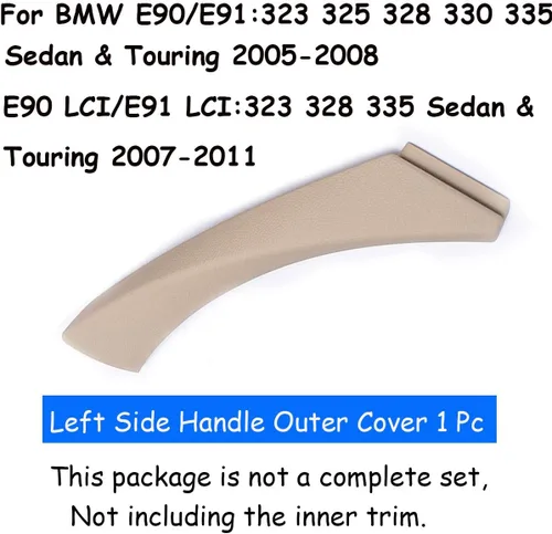 Vista 2 de TTCR-II Compatible con cubierta de manija de puerta BMW Serie 3 2006-2012, parte mitad 1 pieza para E90 E91 Manija de tirador de puerta de reemplazo