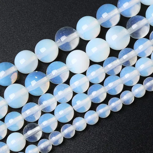 Vista 2 de 4mm 90 piezas Cuentas de piedra natural AAA Cuentas sueltas de cristal de energía redondas de ópalo blanco de 4 mm con poder curativo para hacer