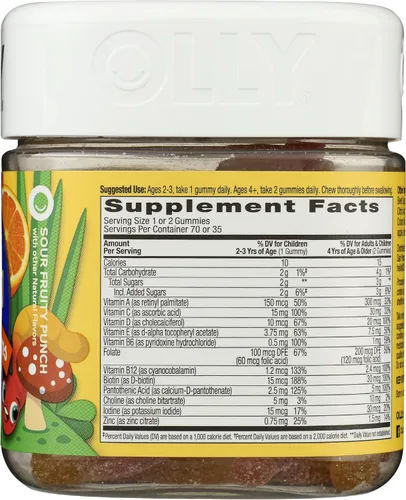 Vista 5 de OLLY Gusanos de gomita multivitamínicos para niños, salud general y apoyo inmunológico, vitaminas y minerales A, C, D, E, Bs y zinc, suplemento